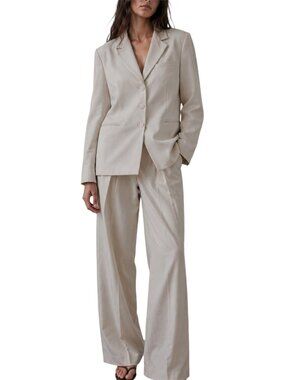 Size M Meshki Beige Penelope  High Waist Trousers & Blazer Suit Set 